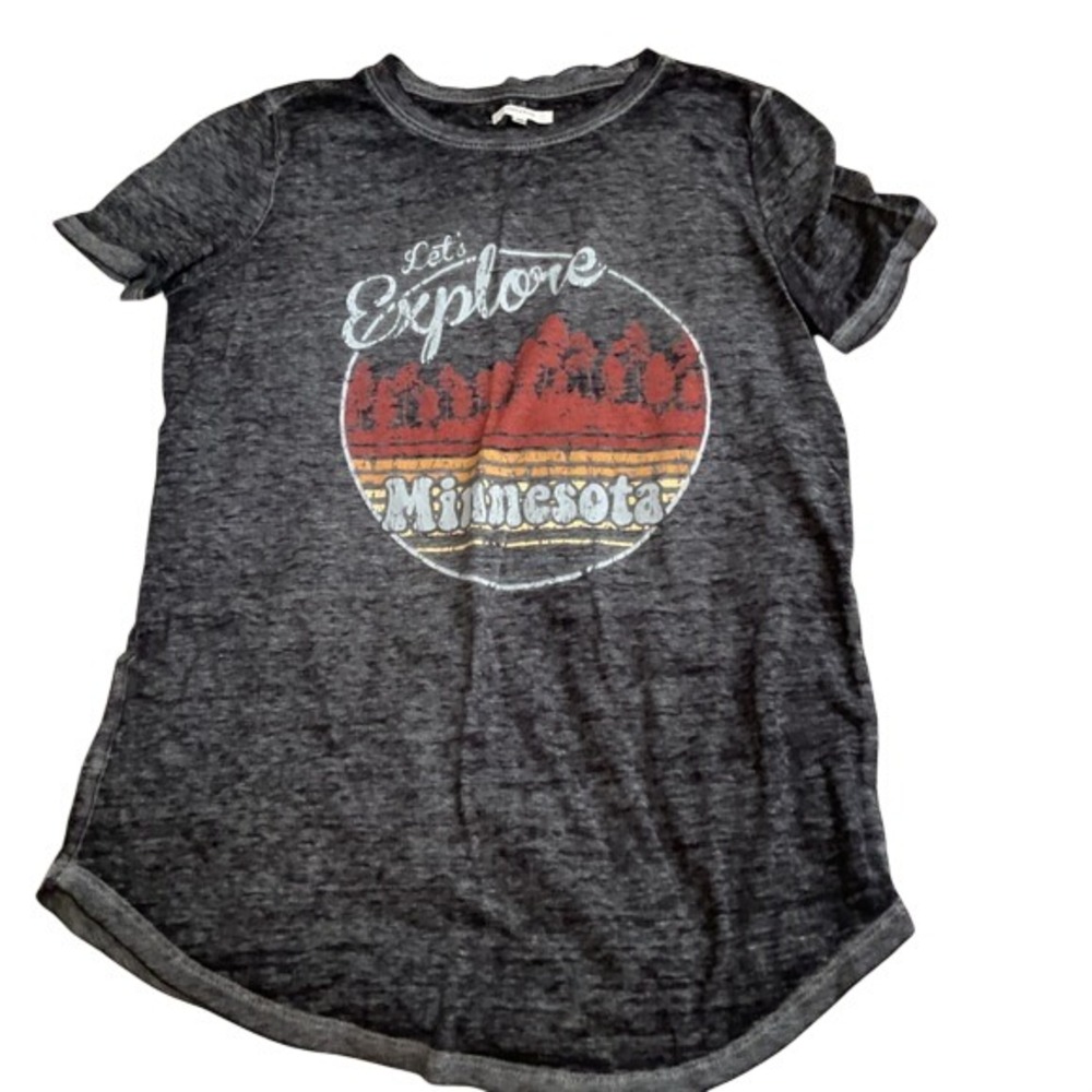 Maurices Lets Explore Minnesota Graphic Tee Burnout Charcoal XS